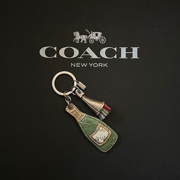 Coach Leather Champagne Bottle Fob Keychain - Picture 1 of 8